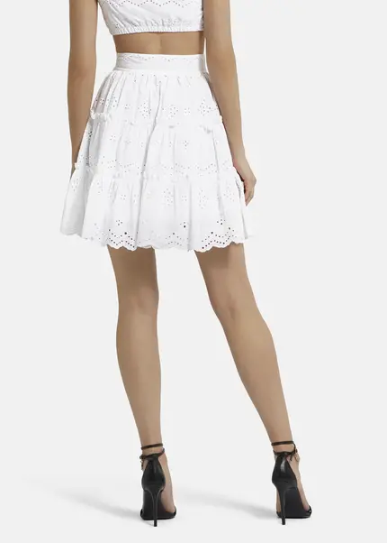 Nicowa Embroidered ruffle skirt - RALICINO in WHITEarticle number NC9A12601011E-004 Nur noch ein Tag übrig