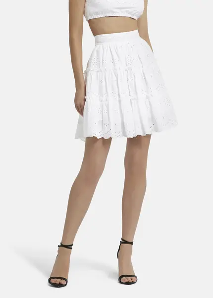 Nicowa Embroidered ruffle skirt - RALICINO in WHITEarticle number NC9A12601011E-004 Nur noch ein Tag übrig