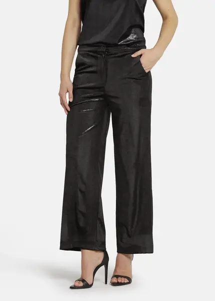 Nicowa Loose trousers made of lamé velvet RIMBIO in BLACK LAMÉarticle number NC8A22508019E-002 Fabrikladen
