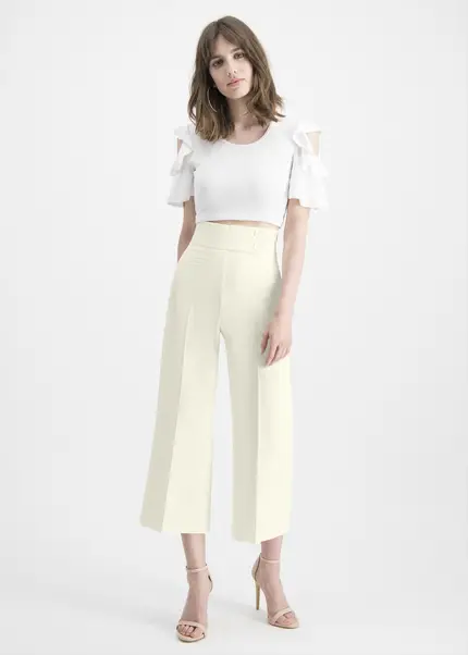 Nicowa Twill culottes with creases – CORADUE in WHITEarticle number NC7A12018011E-004 Begrenzt auf 3 Tage