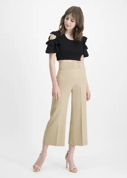 Nicowa Twill culottes with creases – CORADUE in BEIGEarticle number NC7A12016011E-138 Speichern exportieren