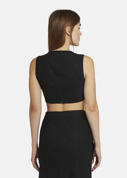 Nicowa Cropped Pinstripe Twill Top - LOWICA in BLACK PINSTRIPEarticle number NC9A24007019E-002 Online