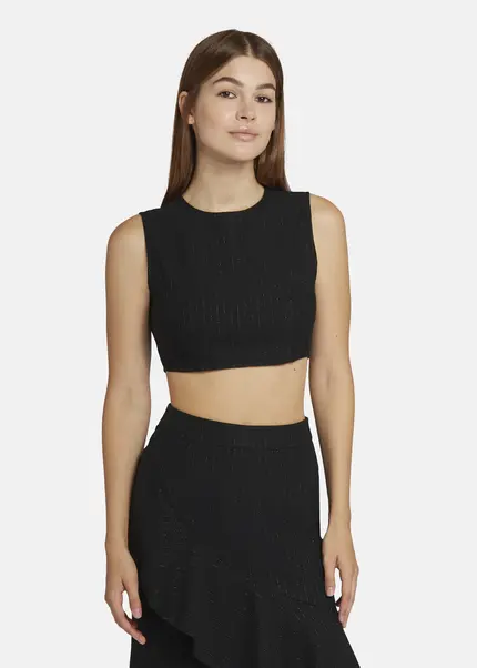 Nicowa Cropped Pinstripe Twill Top - LOWICA in BLACK PINSTRIPEarticle number NC9A24007019E-002 Online