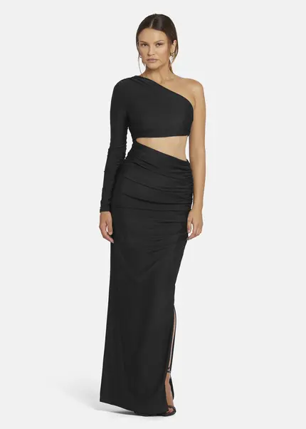 Nicowa Draped One Shoulder Evening Dress - AMOWI in BLACKarticle number NC9A24009019E-002 Großer Ausverkauf