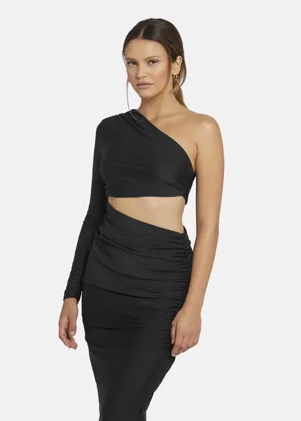 Nicowa Draped One Shoulder Evening Dress - AMOWI in BLACKarticle number NC9A24009019E-002 Großer Ausverkauf