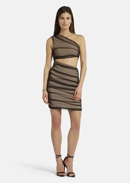 Nicowa Asymmetrical mini dress in mesh - AWITO in Blackarticle number NC9A1401319E-002 Muttertagsangebot