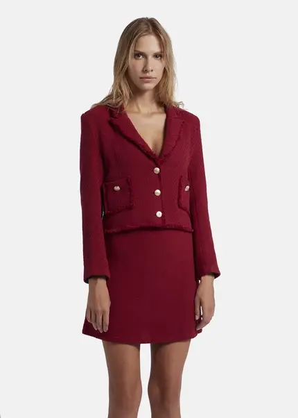 Nicowa Cropped blazer made of bouclé BAGIWO in dark berryarticle number NC8A22505034E-011 Tiefpreis