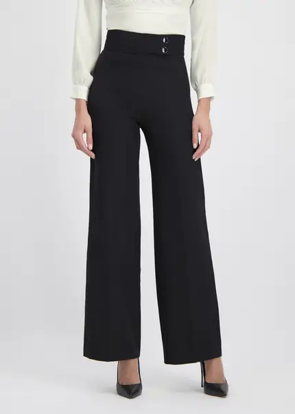Nicowa Elegant COREANA high-waisted trousers with wide leg in BLACKarticle number NC3A02016029E-002 Letzter Tag