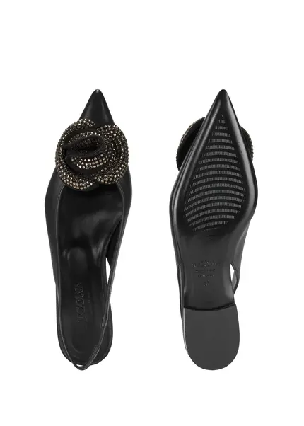 Nicowa Flower-adorned slingback ballerinas FLORWIA in BLACKarticle number NC9A12703019E-002 Zeitbegrenzte Promotion