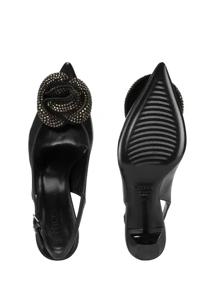 Nicowa Flower-adorned slingback pumps FLONAWIA in BLACKarticle number NC9A12702019E-002 Bis zu 60% Rabatt