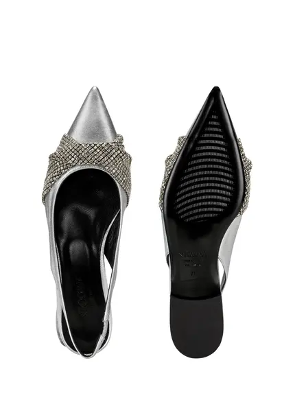 Nicowa Slingback ballerinas with crystal appliqué CRISOLI in SILVERarticle number NC9A12704031E-088 Sonderangebot der Fabrik