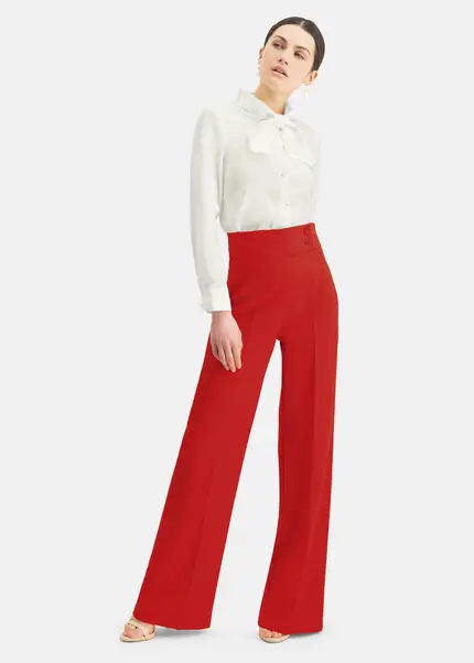 Nicowa Timeless Marlene trousers with creases - COREANA in REDarticle number NC6A12008014E-047 Preisnachlass