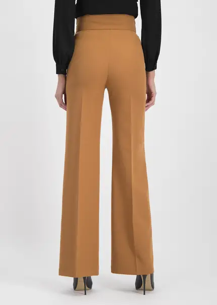 Nicowa Elegant COREANA high-waisted trousers with wide leg in CARAMELarticle number NC3A02016037E-135 Saisonschlussverkauf