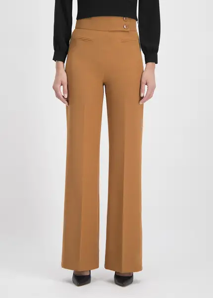 Nicowa Elegant COREANA high-waisted trousers with wide leg in CARAMELarticle number NC3A02016037E-135 Saisonschlussverkauf