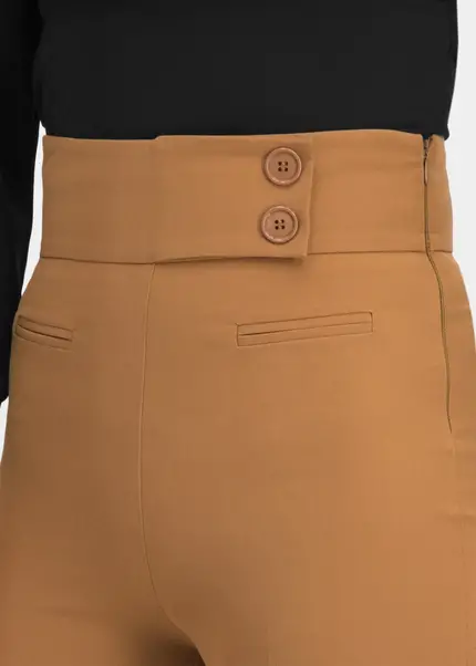 Nicowa Elegant COREANA high-waisted trousers with wide leg in CARAMELarticle number NC3A02016037E-135 Saisonschlussverkauf