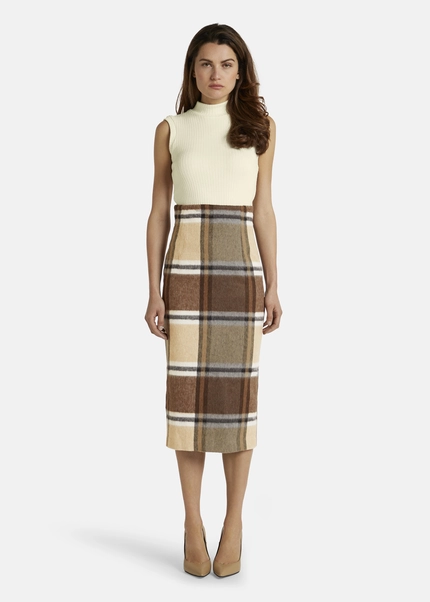 Nicowa Checked midi skirt LANOWA with wool in BROWNarticle number NC7A24004017E-151 Vatertagsangebot