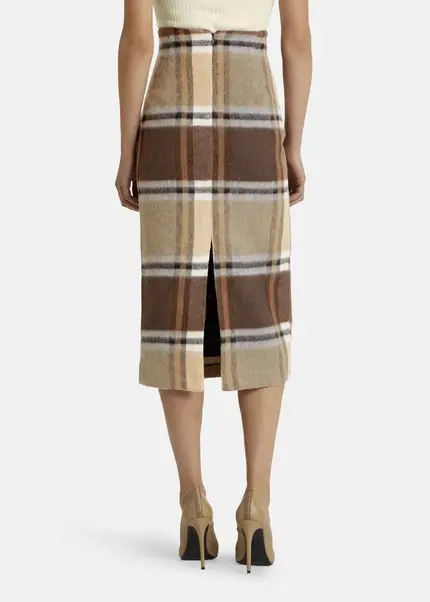 Nicowa Checked midi skirt LANOWA with wool in BROWNarticle number NC7A24004017E-151 Vatertagsangebot
