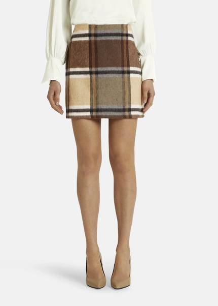 Nicowa Checked mini skirt LANINO with wool in BROWNarticle number NC7A24005017E-151 Heißer Verkauf