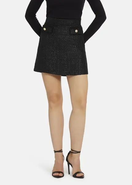 Nicowa Bouclé skirt with lamé effect BRUNAWI in BLACK LAMÉarticle number NC8A22506019E-002 Exklusive Angebote