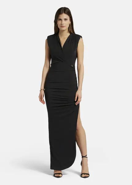 Nicowa Draped maxi dress in jersey - MICATE in BLACKarticle number NC9A1401519E-002 Große Rabatte