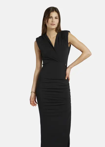 Nicowa Draped maxi dress in jersey - MICATE in BLACKarticle number NC9A1401519E-002 Große Rabatte