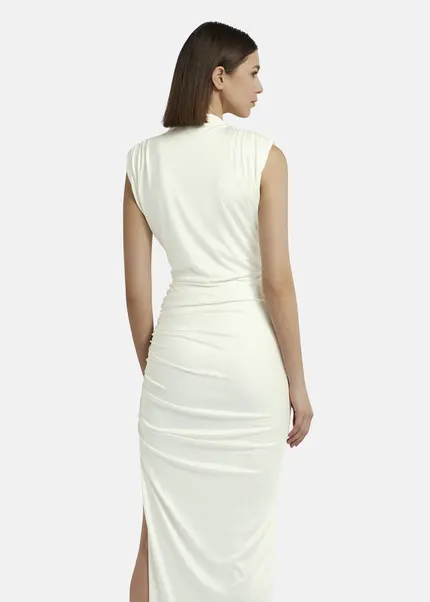 Nicowa Draped maxi dress in jersey - MICATE in WHITEarticle number NC9A1401611E-004 Neuheiten