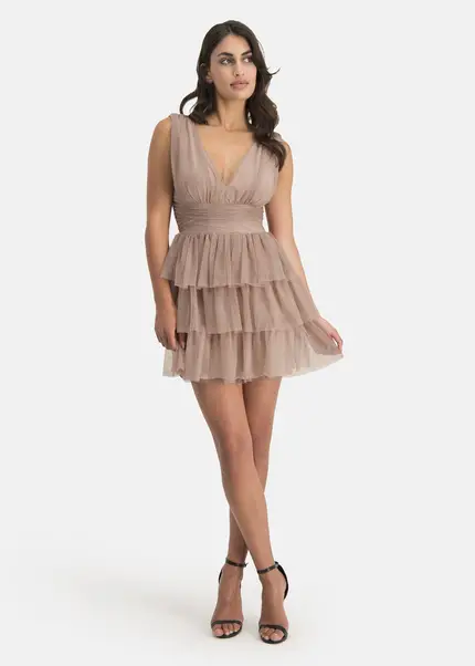Nicowa Tulle mini dress - STELLOWA in BEIGEarticle number NC7A12029032E-138 Tiefpreis