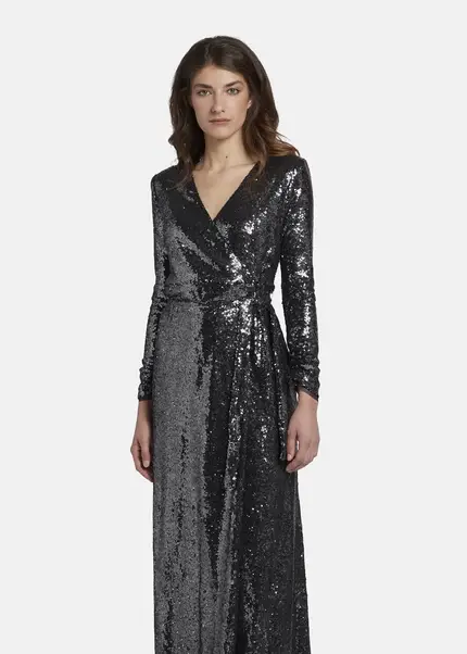 Nicowa Maxi sequin wrap dress - MILOWA in SILVERarticle number NC8A22012031E-088 Begrenzte Freigabe