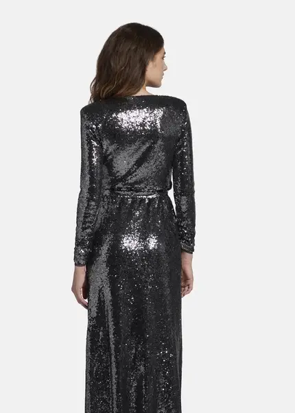 Nicowa Maxi sequin wrap dress - MILOWA in SILVERarticle number NC8A22012031E-088 Begrenzte Freigabe