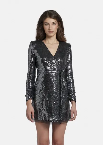 Nicowa Mini sequin wrap dress - MILOWA in SILVERarticle number NC8A22009031E-088 Neueste Stile