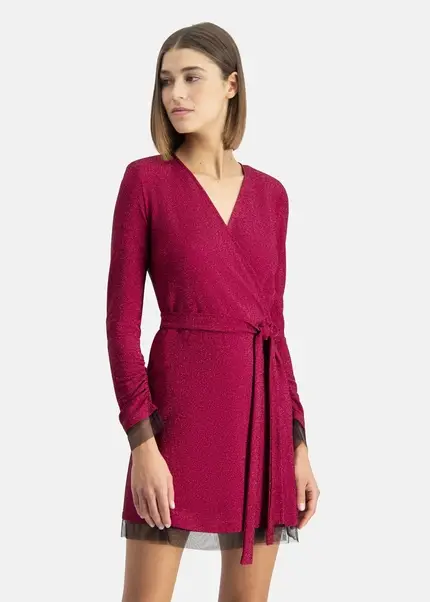 Nicowa Mini wrap dress in lamé- MILOWA in PINKarticle number NC7A24038044E-139 Letzte 2 Tage