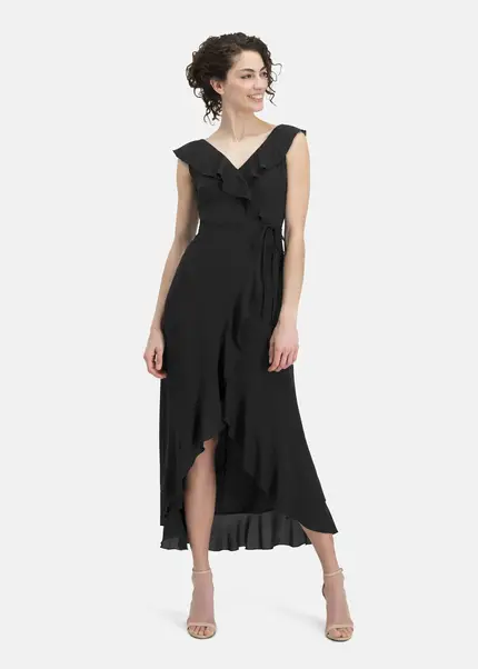 Nicowa Elegant chiffon dress with plain-coloured fabric – DINOWA in BLACKarticle number NC6A22001019E-002 Bis zu 50% Rabatt