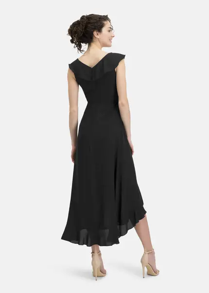 Nicowa Elegant chiffon dress with plain-coloured fabric – DINOWA in BLACKarticle number NC6A22001019E-002 Bis zu 50% Rabatt