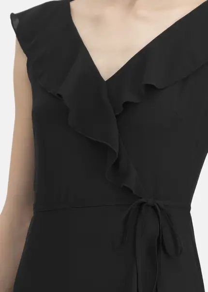 Nicowa Elegant chiffon dress with plain-coloured fabric – DINOWA in BLACKarticle number NC6A22001019E-002 Bis zu 50% Rabatt