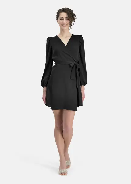 Nicowa Elegant wrap dress with plain fabric – VEROWA in BLACKarticle number NC6A24009019E-002 Bis zu 60% Rabatt