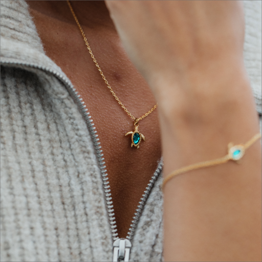 Paul Hewitt Turtle Mono Halskette Aquamarine Gold Clearance-Verkauf