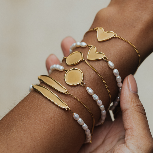 Paul Hewitt Engravable Heart Pearl Armkette Gold Kostenloser Versand