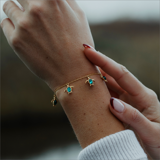 Paul Hewitt Turtle Armkette Aquamarine Gold Black Friday