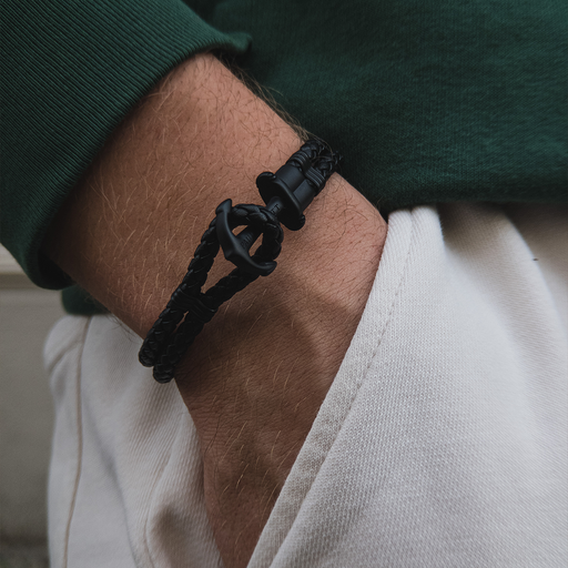Paul Hewitt Ankerarmband Phrep Schwarz Leder Schwarz Lagerräumung
