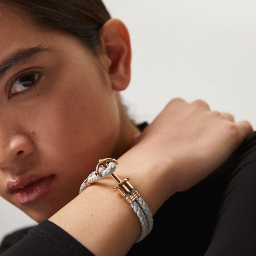 Paul Hewitt Ankerarmband Phrep Roségold Leder Grau Neueste Mode