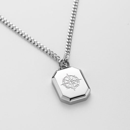 Paul Hewitt Men's Octagonal Halskette Windrose Silber Riesige Ersparnisse