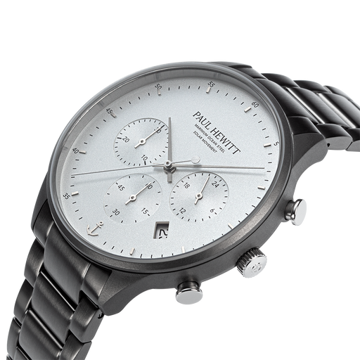 Paul Hewitt Chrono Uhr Gun Metal Weiß Bis zu 60% Rabatt