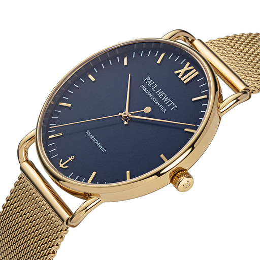 Paul Hewitt Sailor 39 mm Uhr Gold Blau Vierteljährliche Förderung