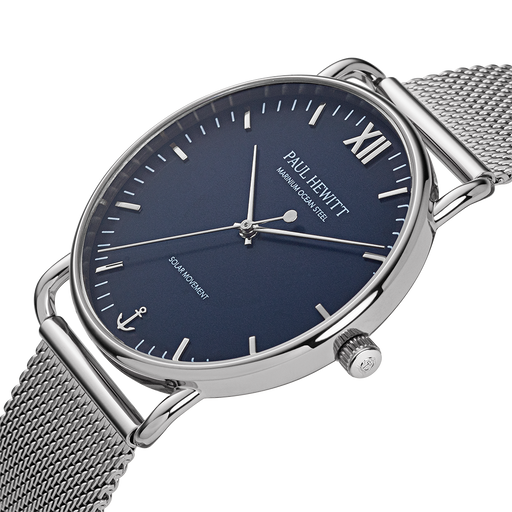 Paul Hewitt Sailor 39 mm Uhr Silber Blau Super Rabatt