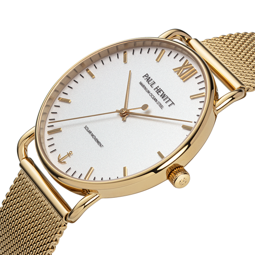 Paul Hewitt Sailor 39 mm Uhr Gold Weiß Clearance-Verkauf
