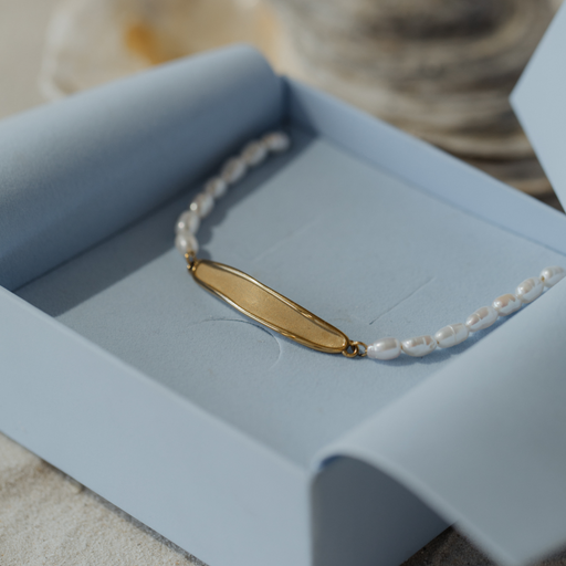 Paul Hewitt Engravable Plate Pearl Armkette Gold Hotsell