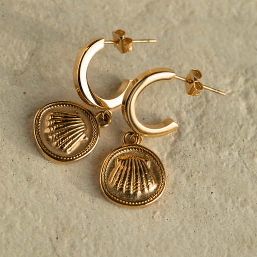 Paul Hewitt Scallop Coin Ohrring Gold Tiefpreis