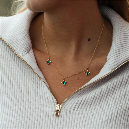 Paul Hewitt Turtle Halskette Aquamarine Gold Neueste Stile