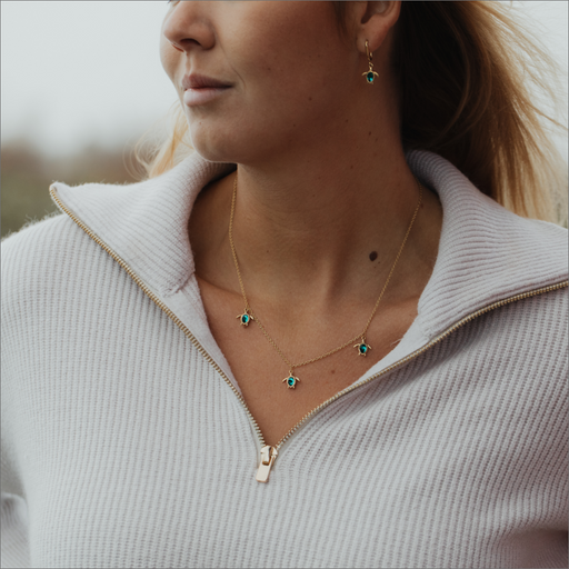 Paul Hewitt Turtle Halskette Aquamarine Gold Neueste Stile