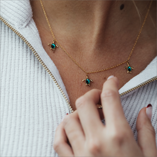 Paul Hewitt Turtle Halskette Aquamarine Gold Neueste Stile